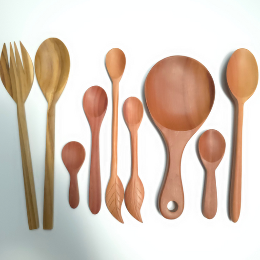 Wooden Teak Spoons Set of 9pcs